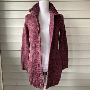 ✨MERONA Long Maroon Cardigan with Tortoise Buttons